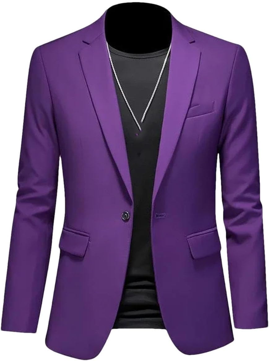 Hgvcfcv Casual business herr blazer brudgum bröllopsklänning kavajer för män kostym toppar jacka kappa enfärgad kostymjacka