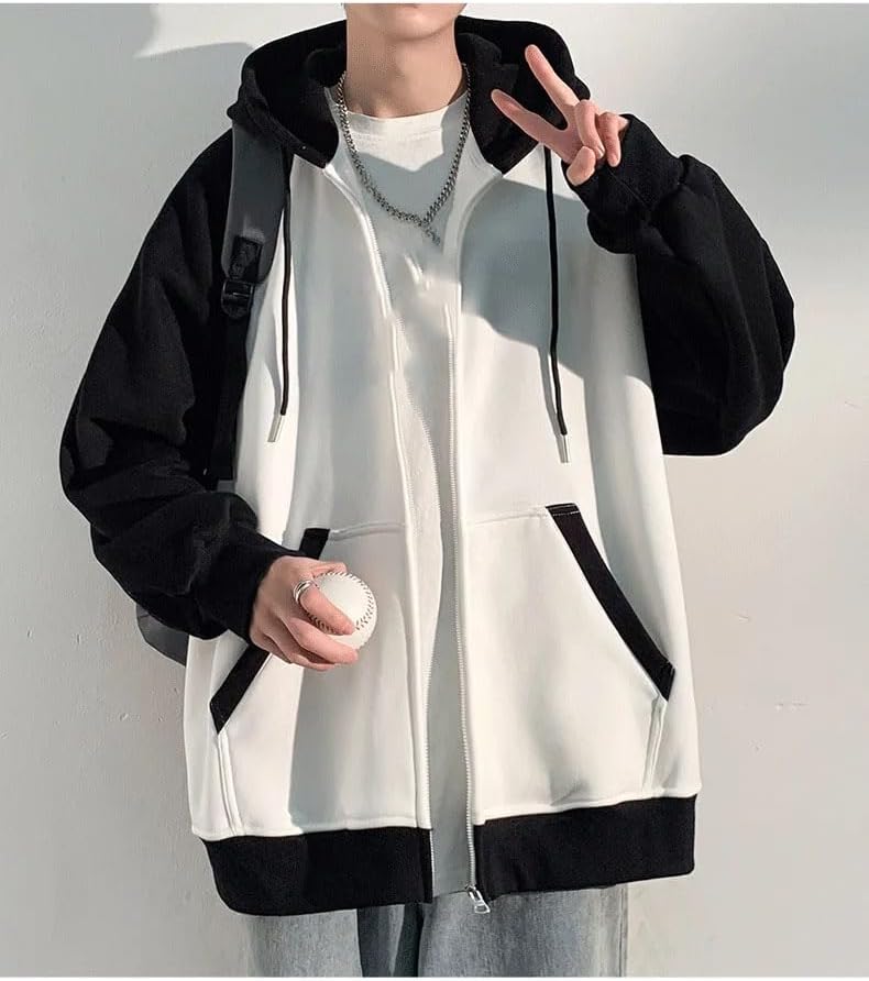 Pohullan Huvtröja kappa män vår höst dragkedja huvtröjor solid hiphop bomull cardigan jacka tröja