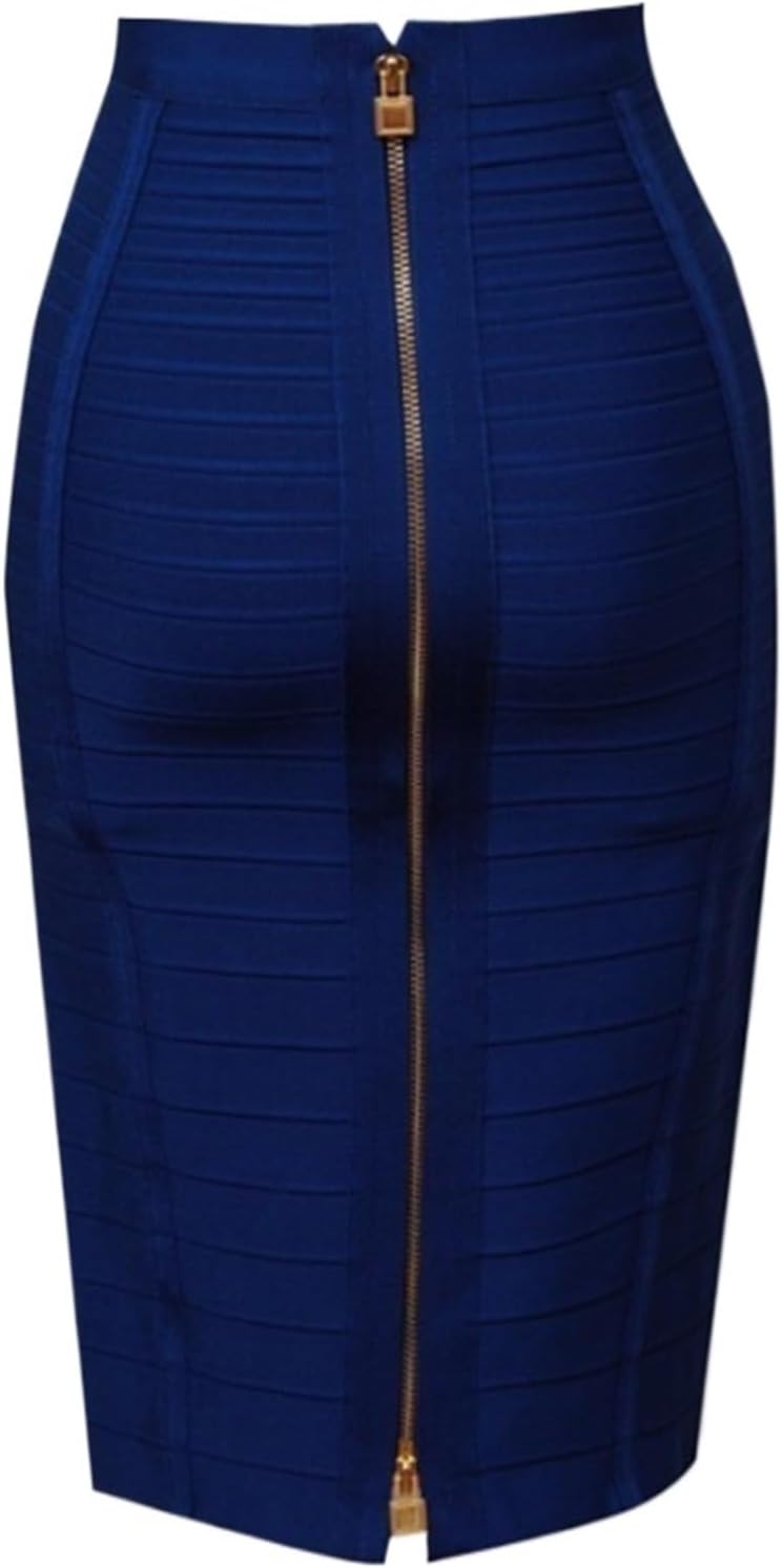 58 cm sexig solid dragkedja bandage kjol kvinnor elastisk bodycon sommar för kvinnor