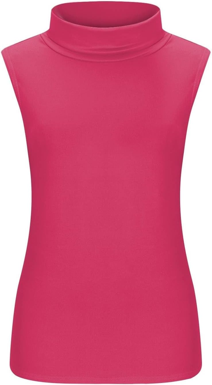 T-shirt dam polokrage - chic och elegant linne för kvinnor smal passform bekväm ärmlös t-shirt enfärgad ledig flytande topp andningsbar lätt topp