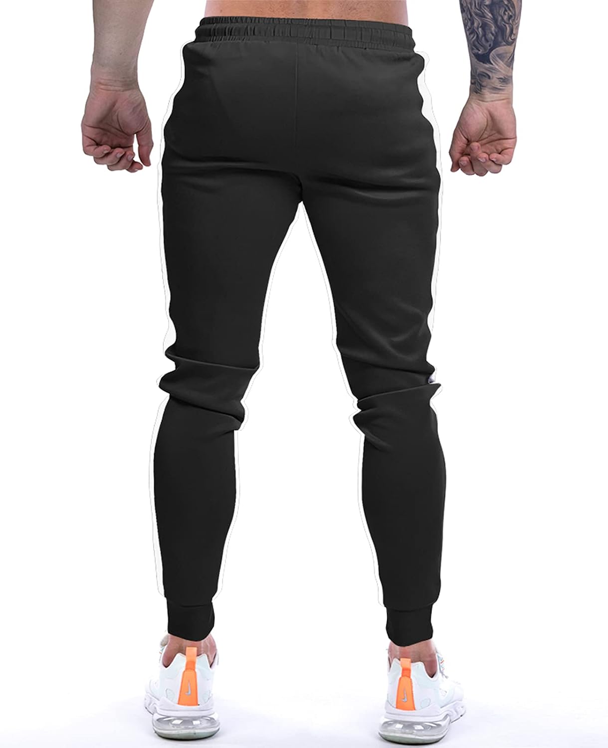 Suwangi Joggingbyxor för män, sportbyxor, byxor, randig design med dragkedjefickor