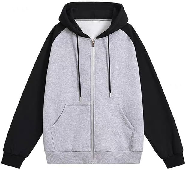 Y2K huvtröja herr hiphop huvtröja överdimensionerad passform urban huvtröjor Harajuku streetwear huvtröjor trendig koreansk tröja lös passform färg kontrast sweatshirt mode college jackor avslappnad