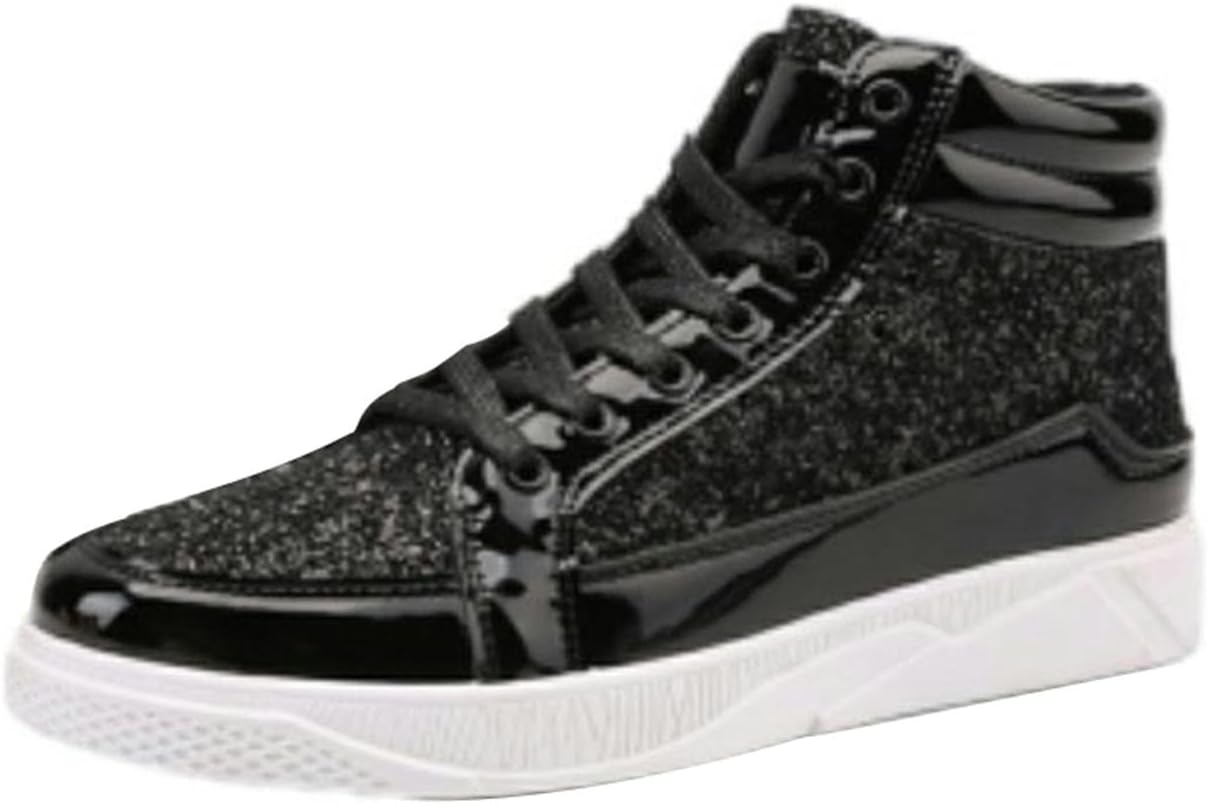 Skor herr glitter guld, paljetter sneakers herr sneakers hög topp fritidsskor glänsande promenadskor med tjock sula paljettskor karneval skateboardskor mode herrstövlar