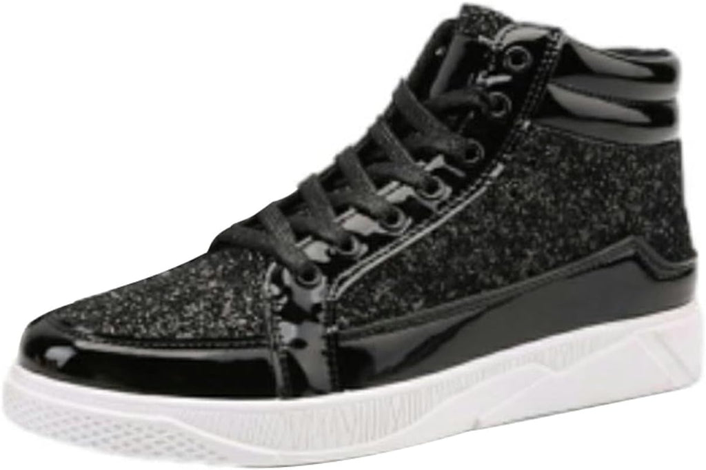 Skor herr glitter guld, paljetter sneakers herr sneakers hög topp fritidsskor glänsande promenadskor med tjock sula paljettskor karneval skateboardskor mode herrstövlar