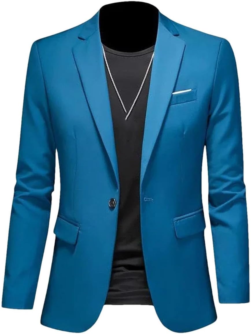 Hgvcfcv Casual business herr blazer brudgum bröllopsklänning kavajer för män kostym toppar jacka kappa enfärgad kostymjacka