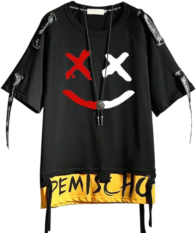 Hello MrLin Herr Techwear Hip Hop T-shirt Streetwear Fashion Kortärm Top