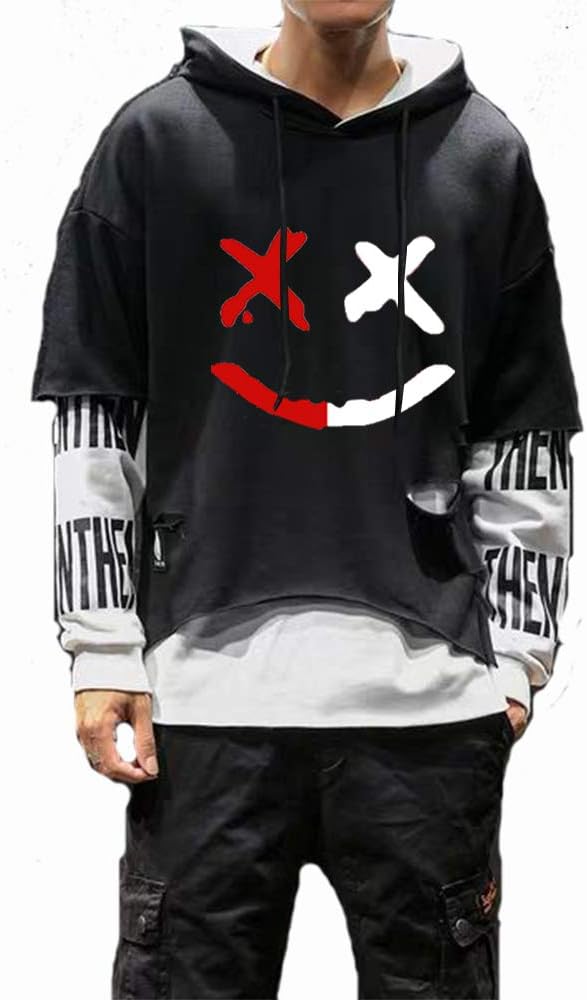 Hello MrLin Herrarmode Techwear Hip Hop Kapuzenpullover Japanischer Streetwear Patchwork Urban Jumper