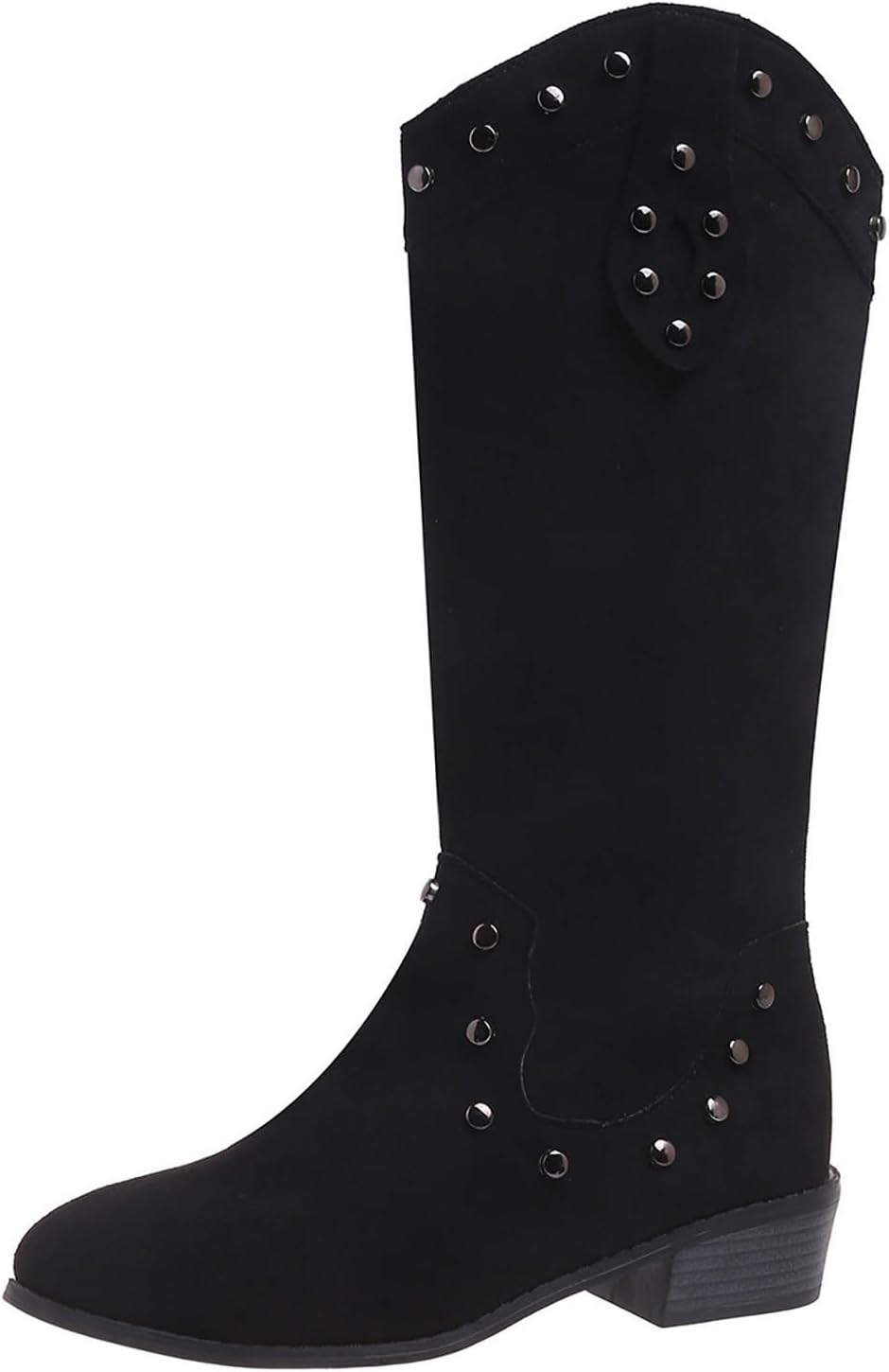Generiska dam västerländska stövlar med klack, cowboystövlar dam medelstora höga vandringskängor med blockklack övergångsstövlar vintage halvstövlar western cowgirl stövlar slip-stövlar Chelsea