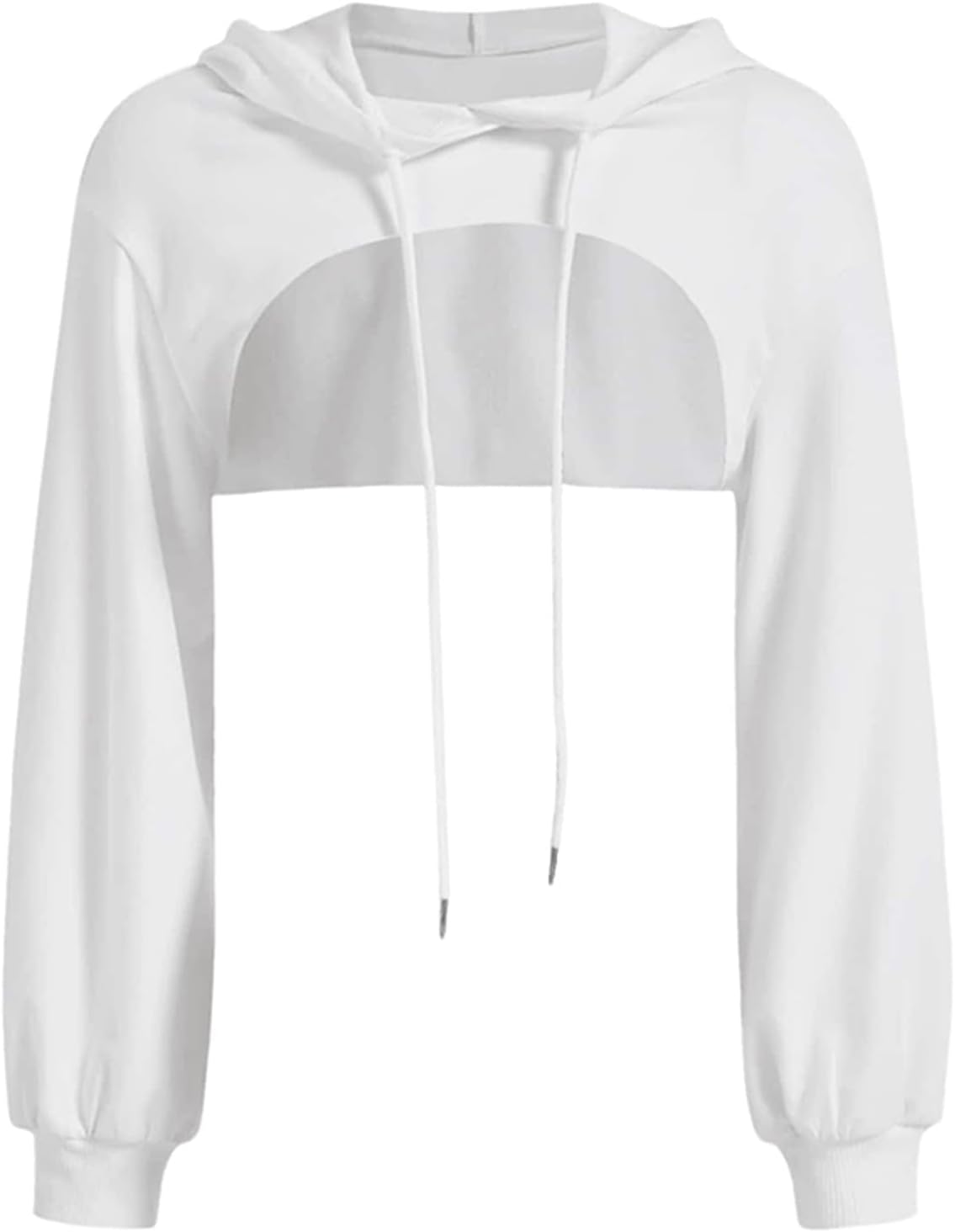 Generisk huvtröja för kvinnor, crop huvtröja, pullover, mycket korta tröjor, långärmad tröja, rund krage, cut outs, tröjor med huva, sport, streetwear, tröjor, huva, blus, toppar, cropped huvtröjor