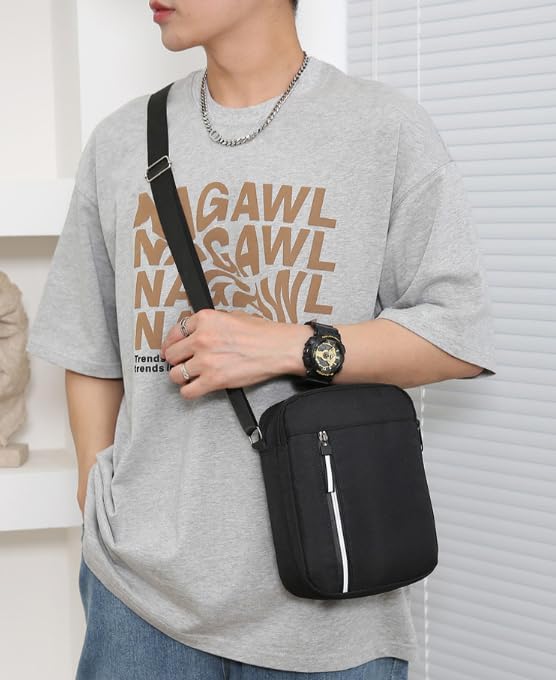 Aucuu Axelväska för män, Oxford Crossbody väska, vattentät liten sidoväska för män, ledig handväska, messengerväska med dragkedja och justerbar rem, lätt bröstväska för daglig användning, arbete