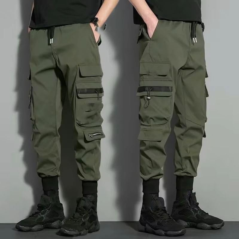 MORISTE Herr avslappnad passform lastbyxor, hiphop streetwear andningsbara bruksbyxor