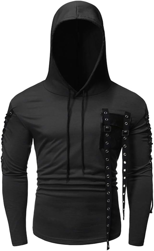 Herr Hooded Base Coat Personalized Pocket Casual Långärmad T-shirt Mens Hip Hop Long Sleeve Pullover Hoodies t Shirts Men's Long Sleeve Hoodie T Shirts V Neck Hooded Tops Tshirt