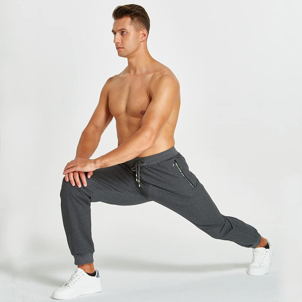 Z0XOZ Joggingbyxor för Män Elastisk Midja bälte Bomull med Dragkedja Fickor träningsbyxor
