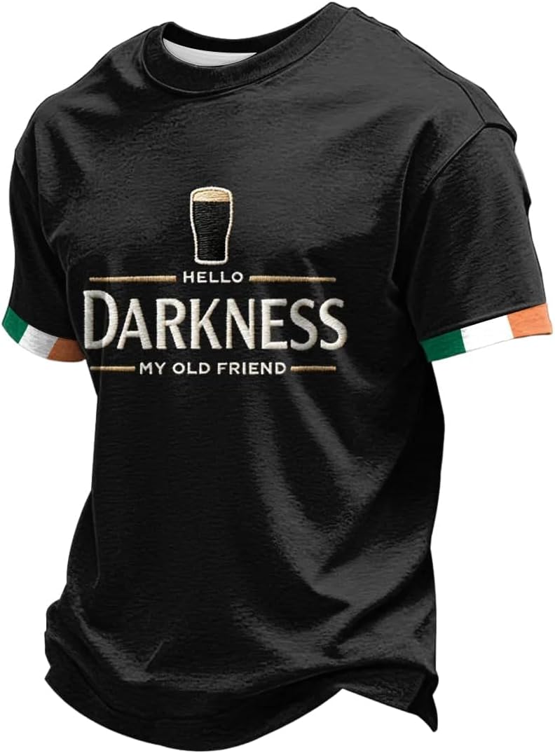 Hello Darkness My Old Friend T-shirt för män irländsk rolig drickskjorta St. Patrick's Day tröja