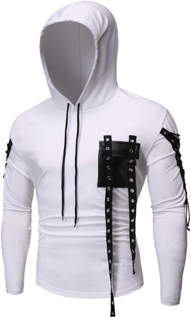 Herr Hooded Base Coat Personalized Pocket Casual Långärmad T-shirt Mens Hip Hop Long Sleeve Pullover Hoodies t Shirts Men's Long Sleeve Hoodie T Shirts V Neck Hooded Tops Tshirt