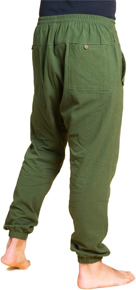 PANASIAM Yogi Pants Classic för dam och herr I bekväma fritidsbyxor i Aladin-Harem-stil – 100% bomull I optimal passform tack vare dragsko fram och elastisk linning bak I sommarbyxor