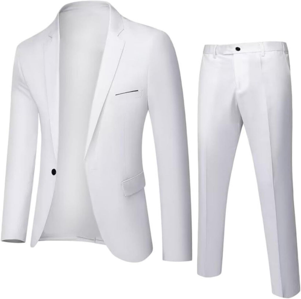 herr 2-delat kostymset slim fit med fallande en-knapp-drömare/brudgum kavaj och byxor för bröllop fest och affärer