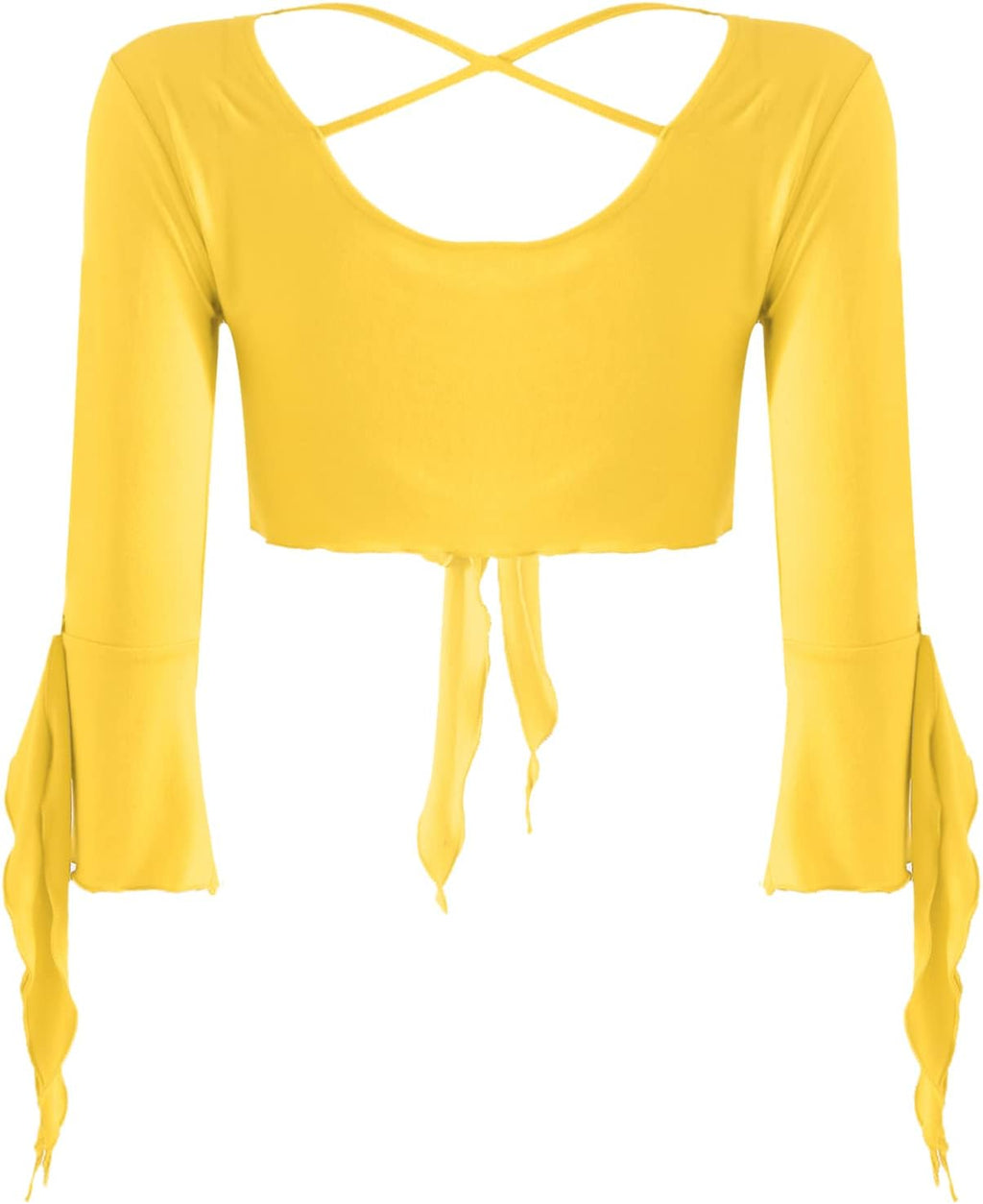inlzdz Dam magdans topp 3/4 ärmar magfri blus topp cardigan med tofsar långärmad bolero Shrug topp rygglös crop top axeljacka festlig magdans kostym