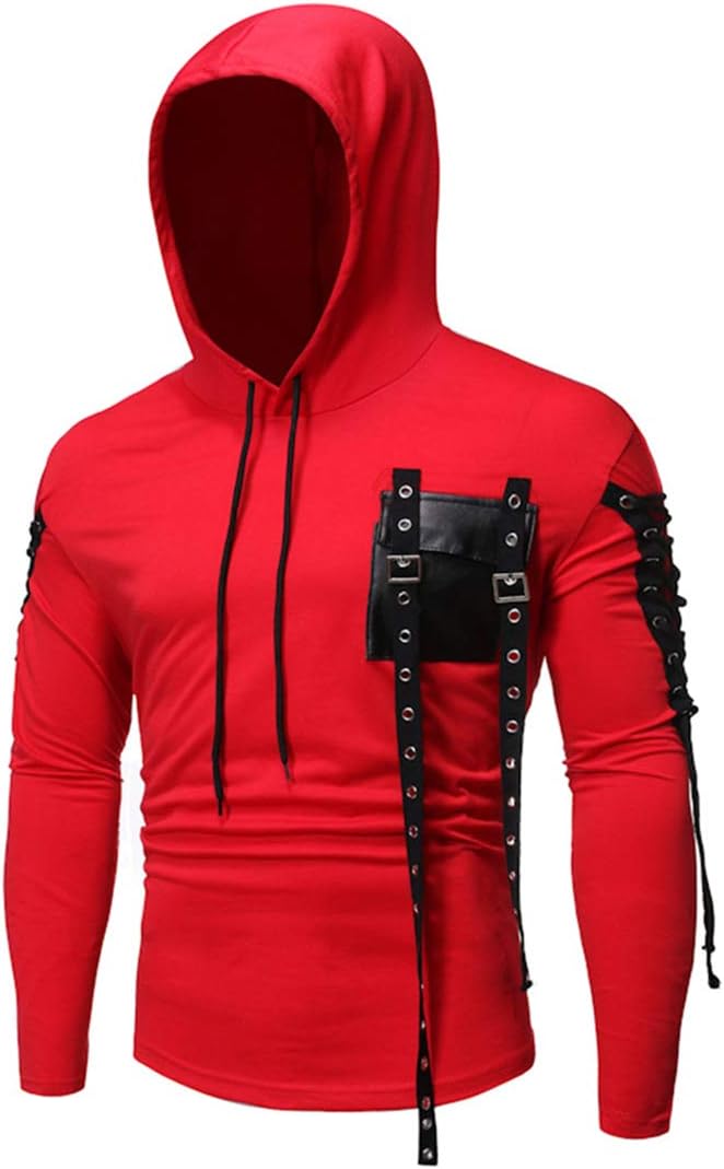 Herr Hooded Base Coat Personalized Pocket Casual Långärmad T-shirt Mens Hip Hop Long Sleeve Pullover Hoodies t Shirts Men's Long Sleeve Hoodie T Shirts V Neck Hooded Tops Tshirt