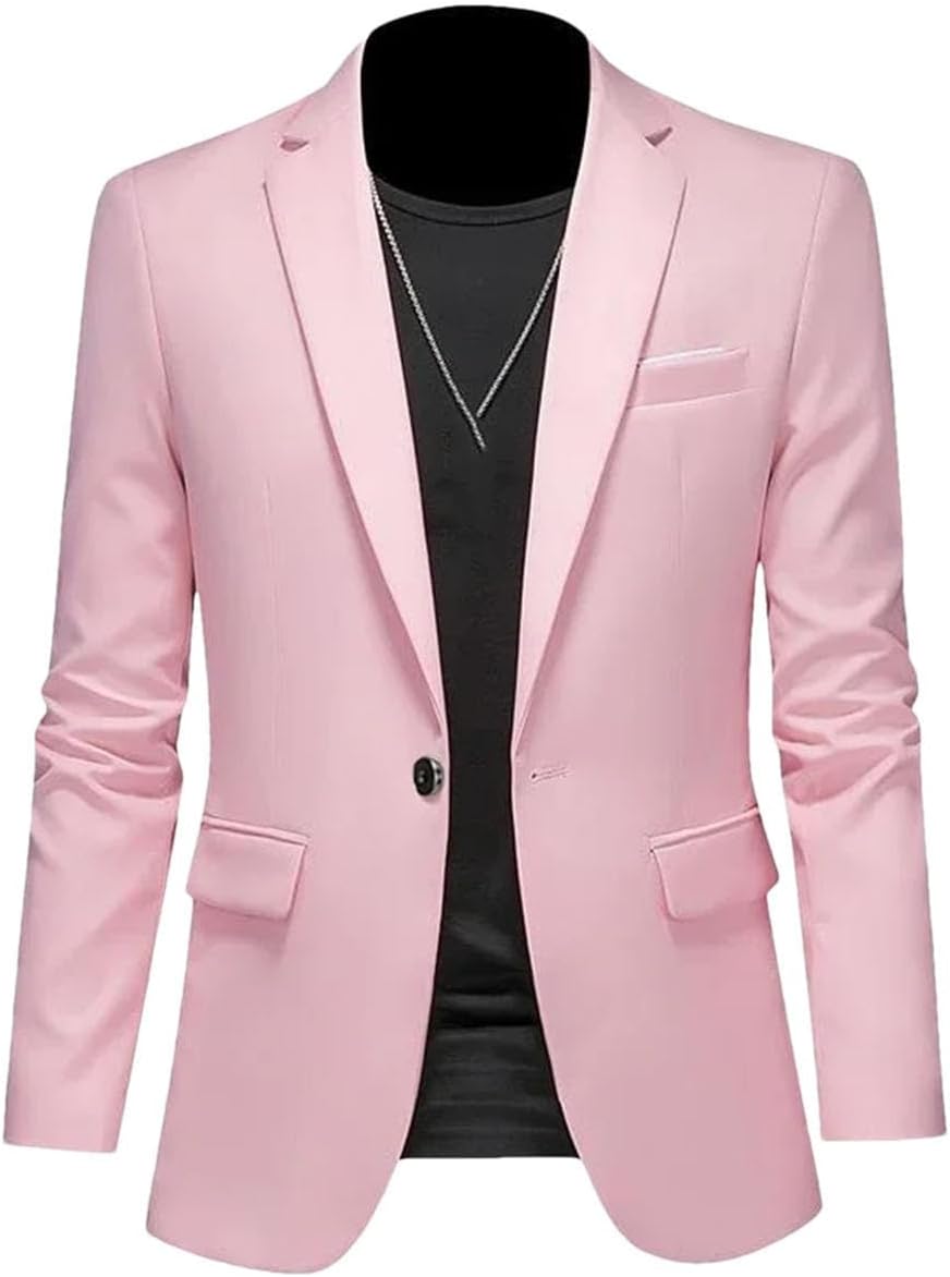 Hgvcfcv Casual business herr blazer brudgum bröllopsklänning kavajer för män kostym toppar jacka kappa enfärgad kostymjacka