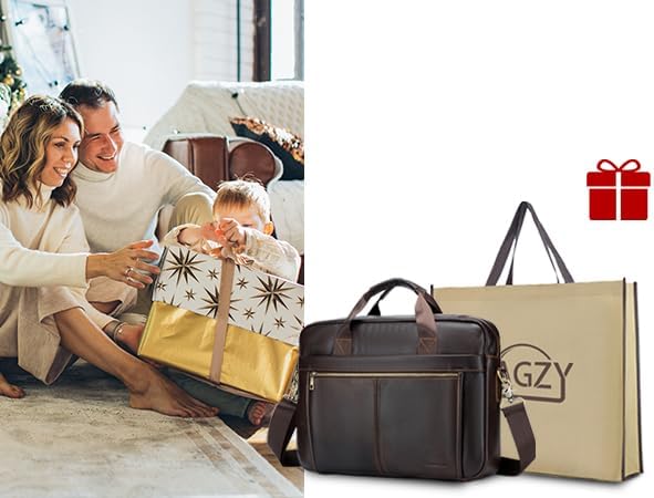 BAGZY Laptopväska för män läder 15,6 tum bärbar dator portfölj laptopfodral gåvor för män laptop messenger axelväska för PC laptop business handväska dokumentväska för kontor affärer college