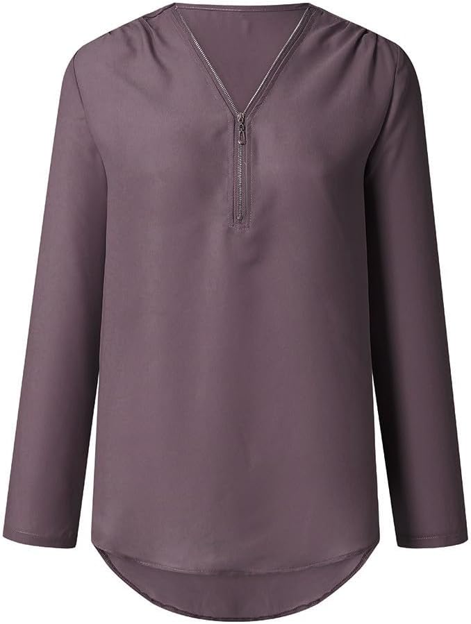 chiffongblus stora storlekar, toppar damer sommar elegant löst sittande blus damer lång damblus med dragkedja topp sommar damer t-shirt damer elegant sexig damer långärmad/kortärmad basic