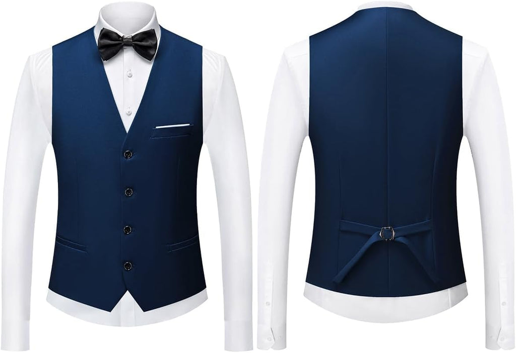 Herrar 3 stycken kostym slim fit en knapp halsduk revers för bröllop bal kavaj väst byxor set