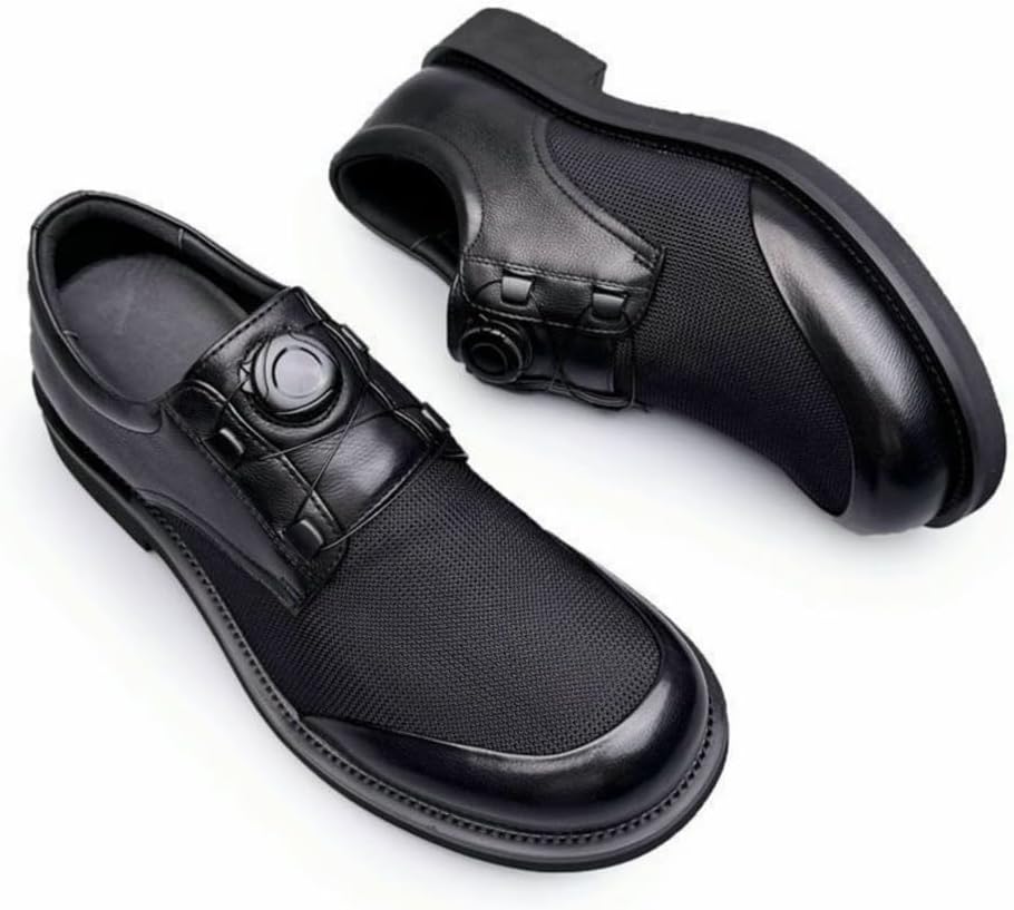 Herrskor slip-on casual affärsskor läder rund tå andningsbara oxfordskor för kontoret