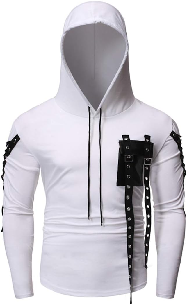 Herr Hooded Base Coat Personalized Pocket Casual Långärmad T-shirt Mens Hip Hop Long Sleeve Pullover Hoodies t Shirts Men's Long Sleeve Hoodie T Shirts V Neck Hooded Tops Tshirt