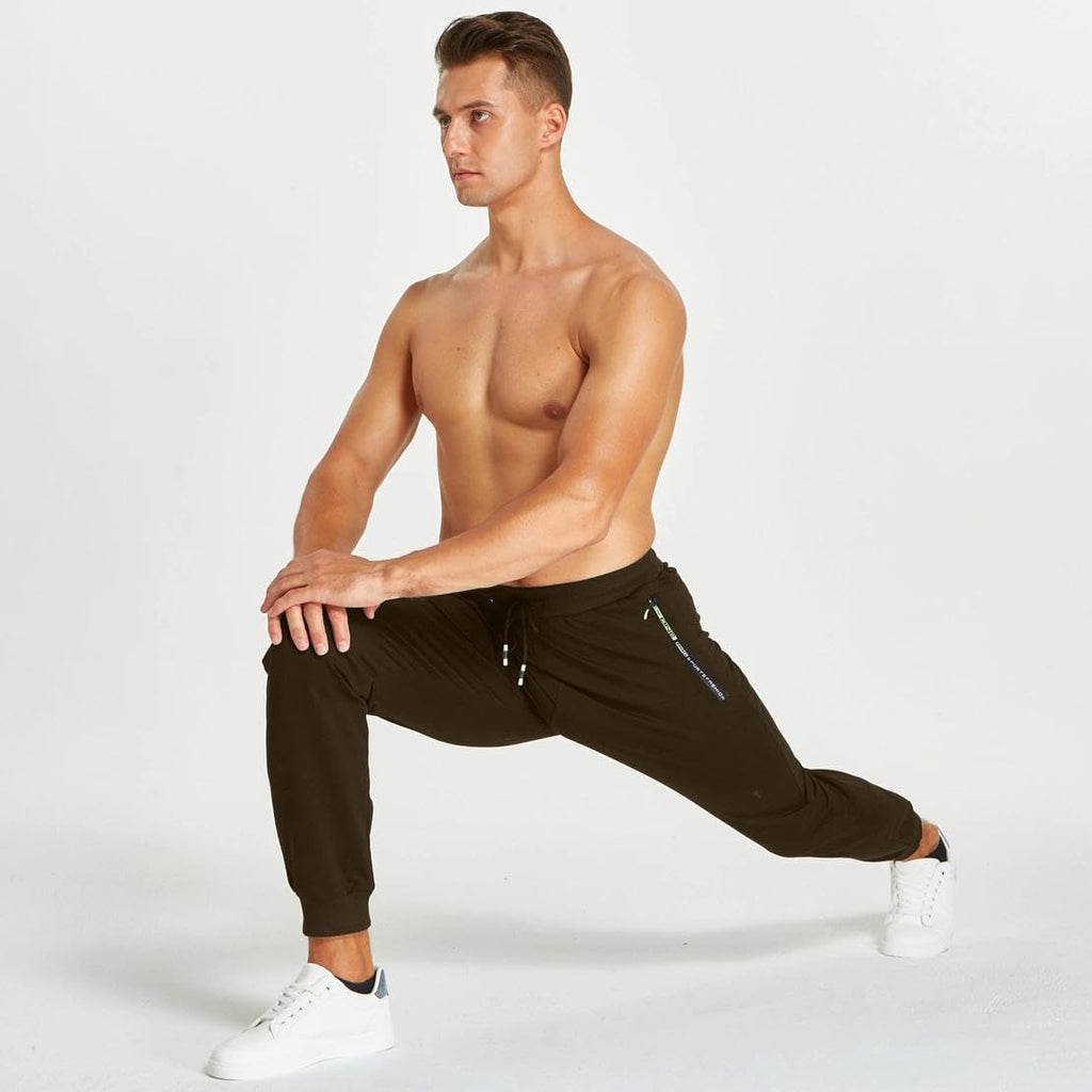 Z0XOZ Joggingbyxor för Män Elastisk Midja bälte Bomull med Dragkedja Fickor träningsbyxor
