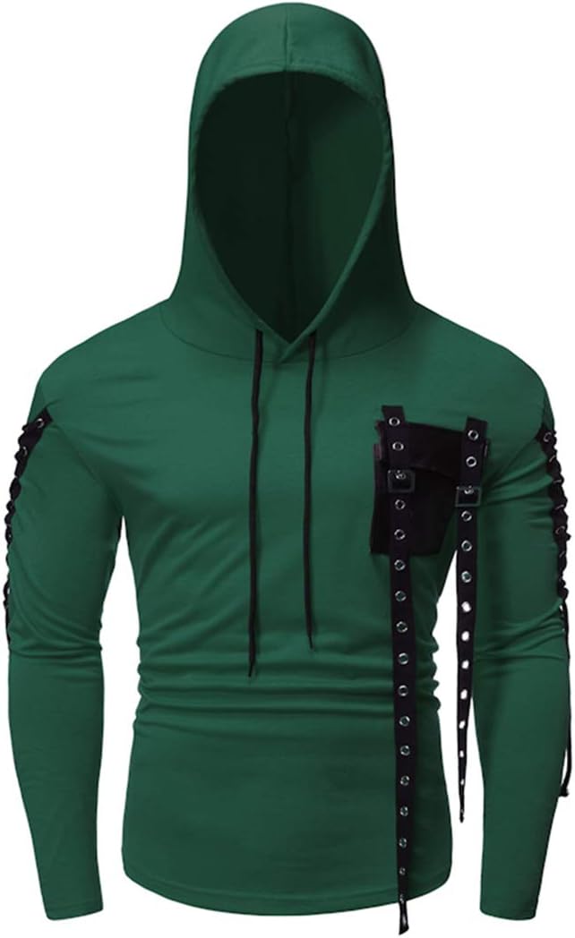 Herr Hooded Base Coat Personalized Pocket Casual Långärmad T-shirt Mens Hip Hop Long Sleeve Pullover Hoodies t Shirts Men's Long Sleeve Hoodie T Shirts V Neck Hooded Tops Tshirt