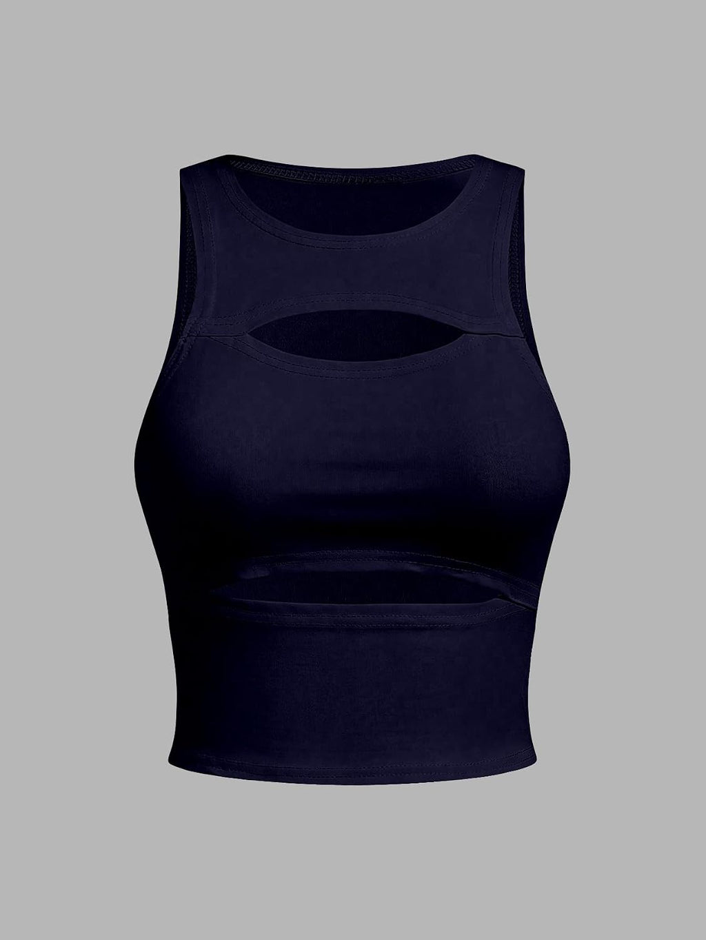 Sugathari Ärmlöst ihåligt linne för flickor och kvinnor – smal passform, solid vit crew-neck magtröja | stretchig stickad sommarväst för vardag, fest och streetwear (t-shirt 262)