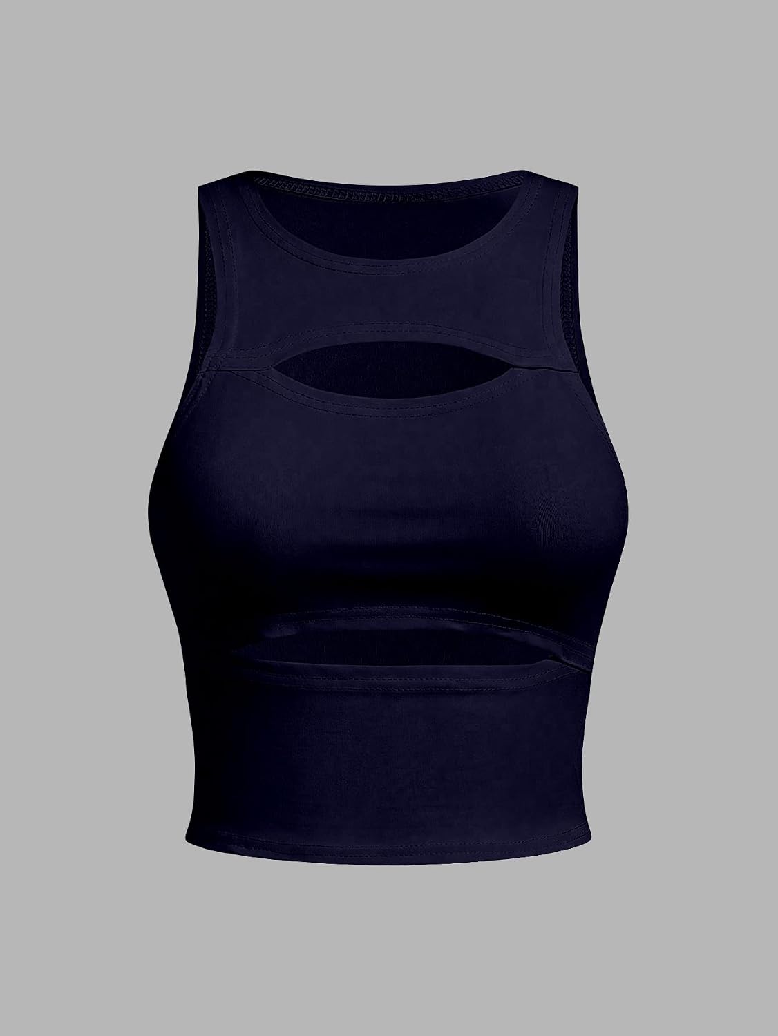 Sugathari Ärmlöst ihåligt linne för flickor och kvinnor – smal passform, solid vit crew-neck magtröja | stretchig stickad sommarväst för vardag, fest och streetwear (t-shirt 262)