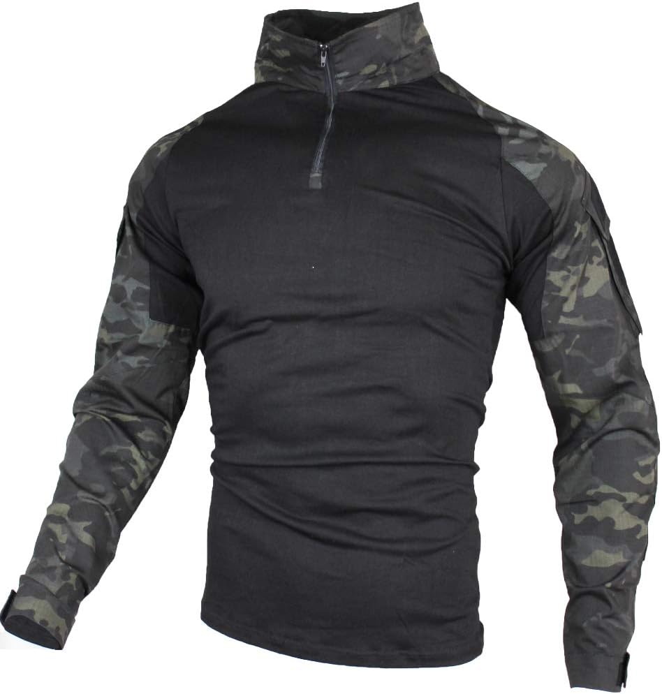 Tactical Combat T-shirt för män, Ripstop andningsbar tröja för jakt Military Airsoft