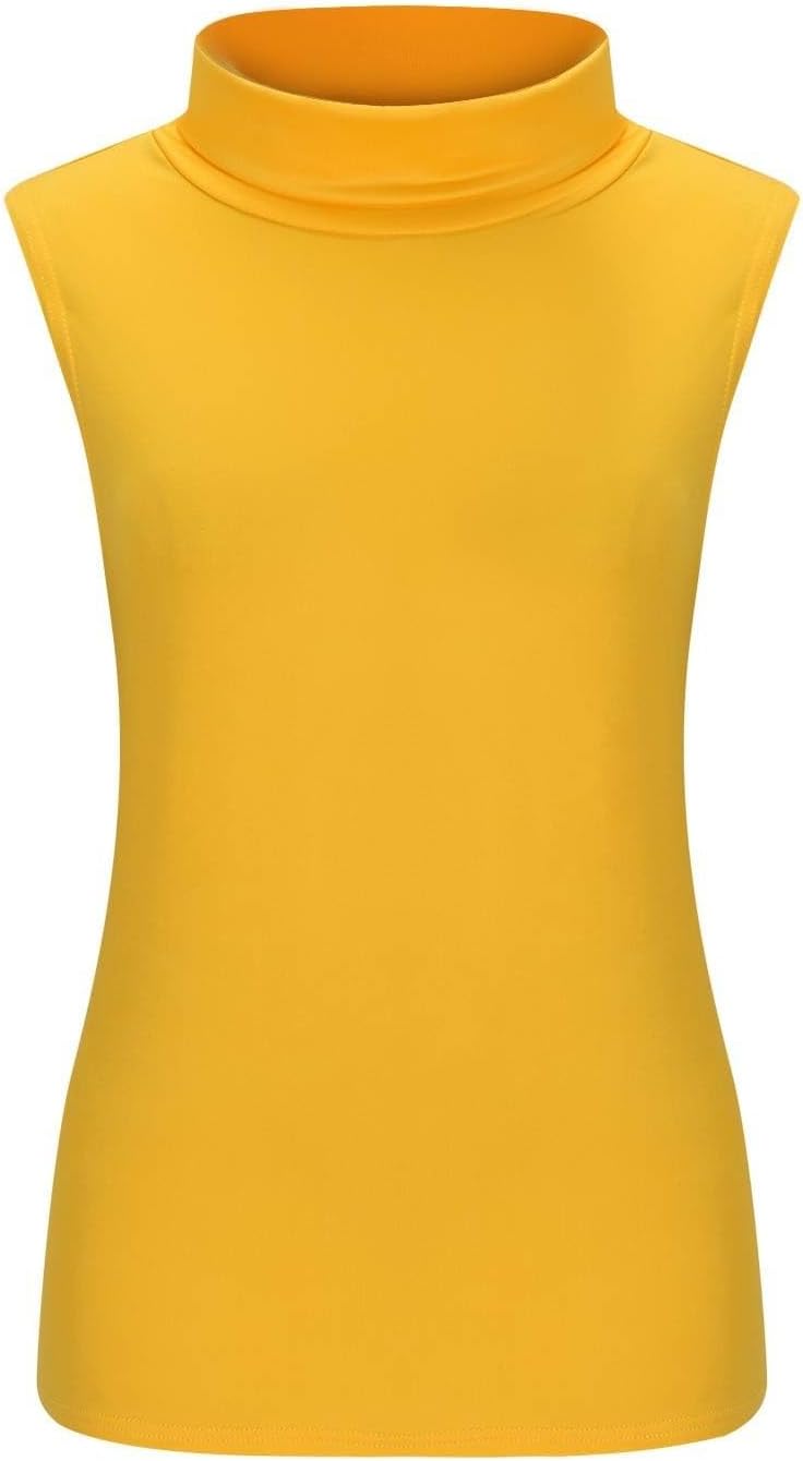 T-shirt dam polokrage - chic och elegant linne för kvinnor smal passform bekväm ärmlös t-shirt enfärgad ledig flytande topp andningsbar lätt topp