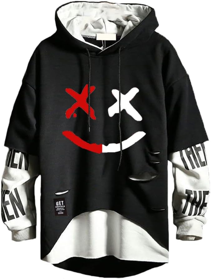 Hello MrLin Herrarmode Techwear Hip Hop Kapuzenpullover Japanischer Streetwear Patchwork Urban Jumper
