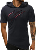 Mode herr ren färg sport huvtröja kortärmad skjorta topp ung mode blous, Schwarz, 3XL
