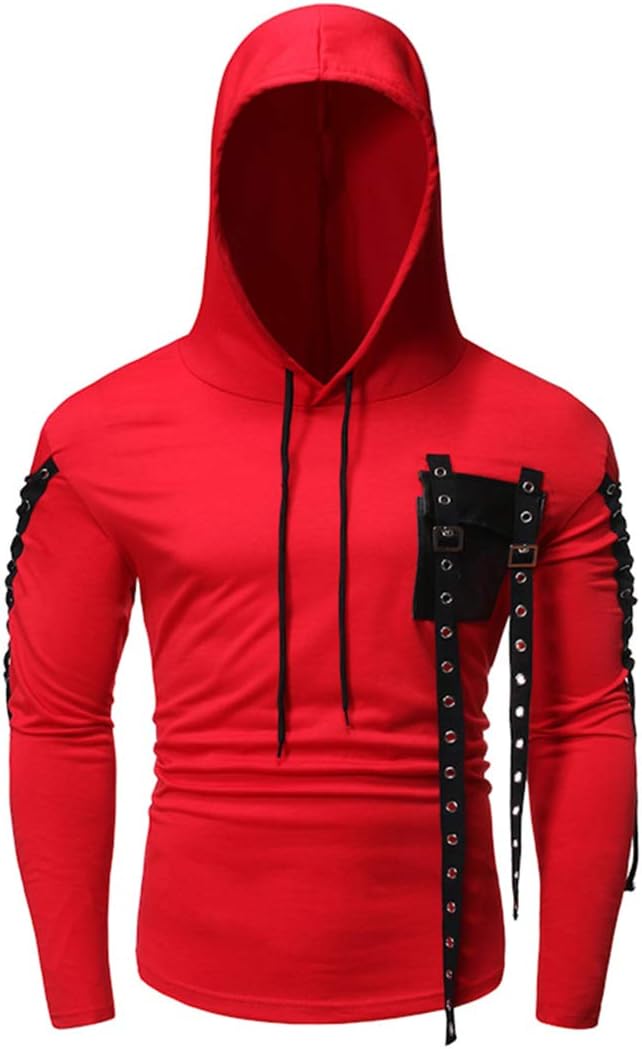 Herr Hooded Base Coat Personalized Pocket Casual Långärmad T-shirt Mens Hip Hop Long Sleeve Pullover Hoodies t Shirts Men's Long Sleeve Hoodie T Shirts V Neck Hooded Tops Tshirt