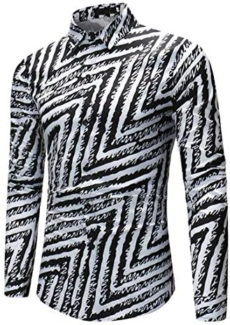 herrens Casual Funky Tryckt Skjorta Fancy Floral Unikt mönster Bomull Regular Fit Långärmade skjortor för Herr Casual Skjortor Långärmad Funky Printed Linen Shirt Button Down Dress Shirt Toppar