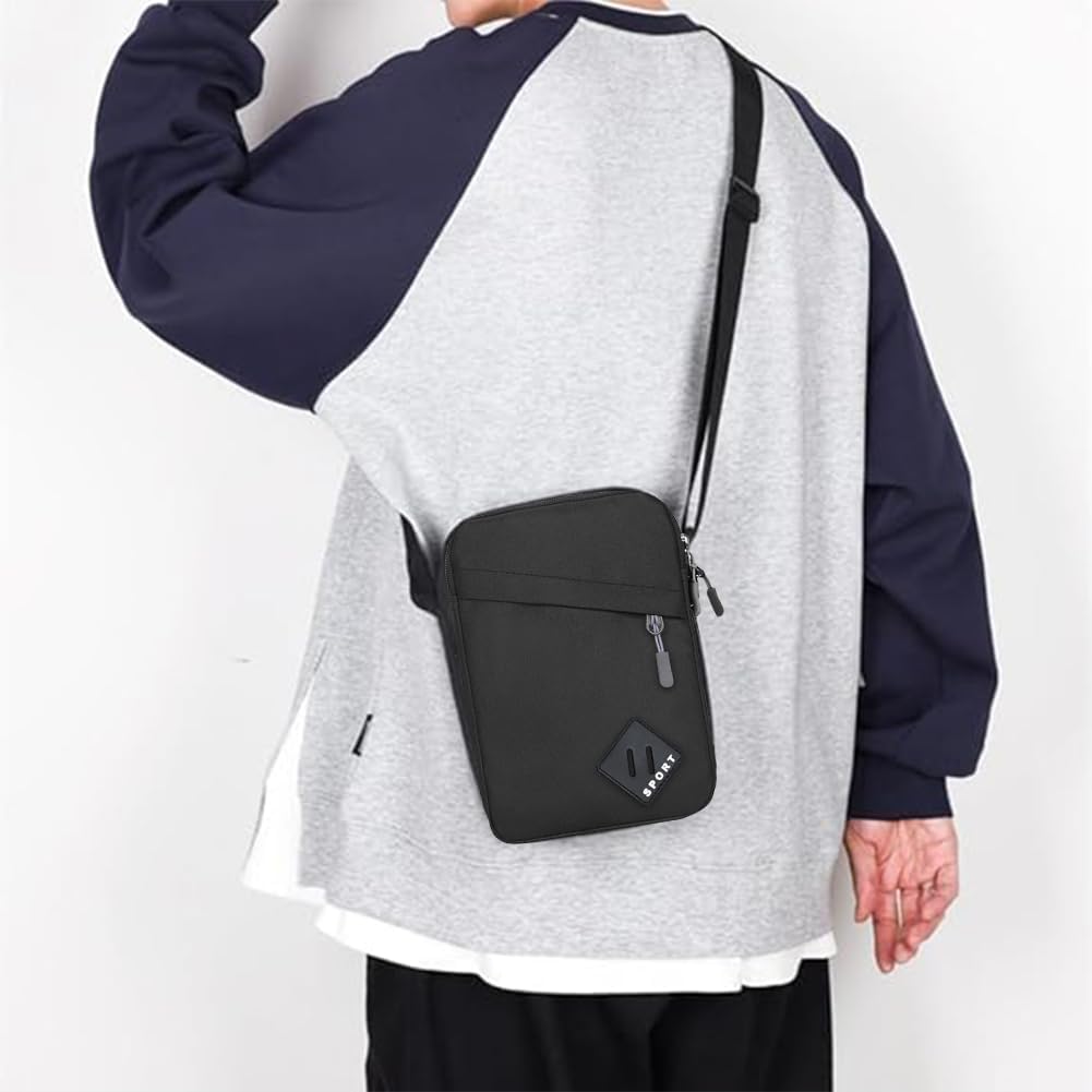 Aucuu Axelväska för män, Oxford Crossbody väska, vattentät liten sidoväska för män, ledig handväska, messengerväska med dragkedja och justerbar rem, lätt bröstväska för daglig användning, arbete