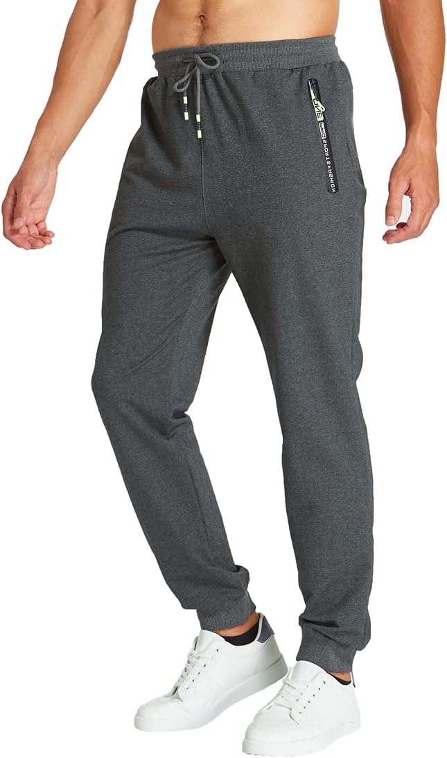 Z0XOZ Joggingbyxor för Män Elastisk Midja bälte Bomull med Dragkedja Fickor träningsbyxor