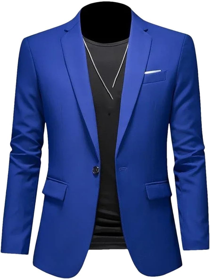 Hgvcfcv Casual business herr blazer brudgum bröllopsklänning kavajer för män kostym toppar jacka kappa enfärgad kostymjacka