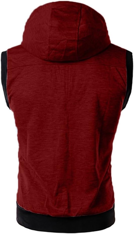 DENGJIAMY Ärmlös huvtröja för män vardaglig sommar atletisk hel dragkedja med huva linne män gym kroppsbyggande ärmlösa t-shirts