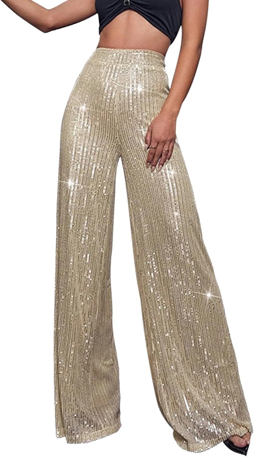 Glitterbyxor, dam, långa guld – paljettbyxor, dam, silver, paljetter, byxor, långa palazzobyxor, glänsande byxor, hög midja, joggingbyxor, långa yogabyxor, karneval, kostym 2025, nyårsafton, outfit,