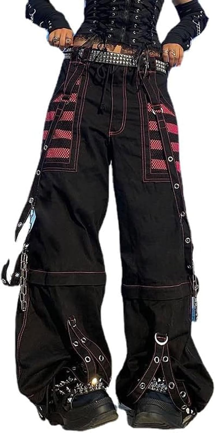 Goth Dark Y2k Punk Vida Ben Grunge Black Pants Mall Gothic Harajuku Baggy Highmidja Byxor Rem Patchwork Kläder