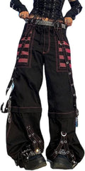 Goth Dark Y2k Punk Vida Ben Grunge Black Pants Mall Gothic Harajuku Baggy Highmidja Byxor Rem Patchwork Kläder