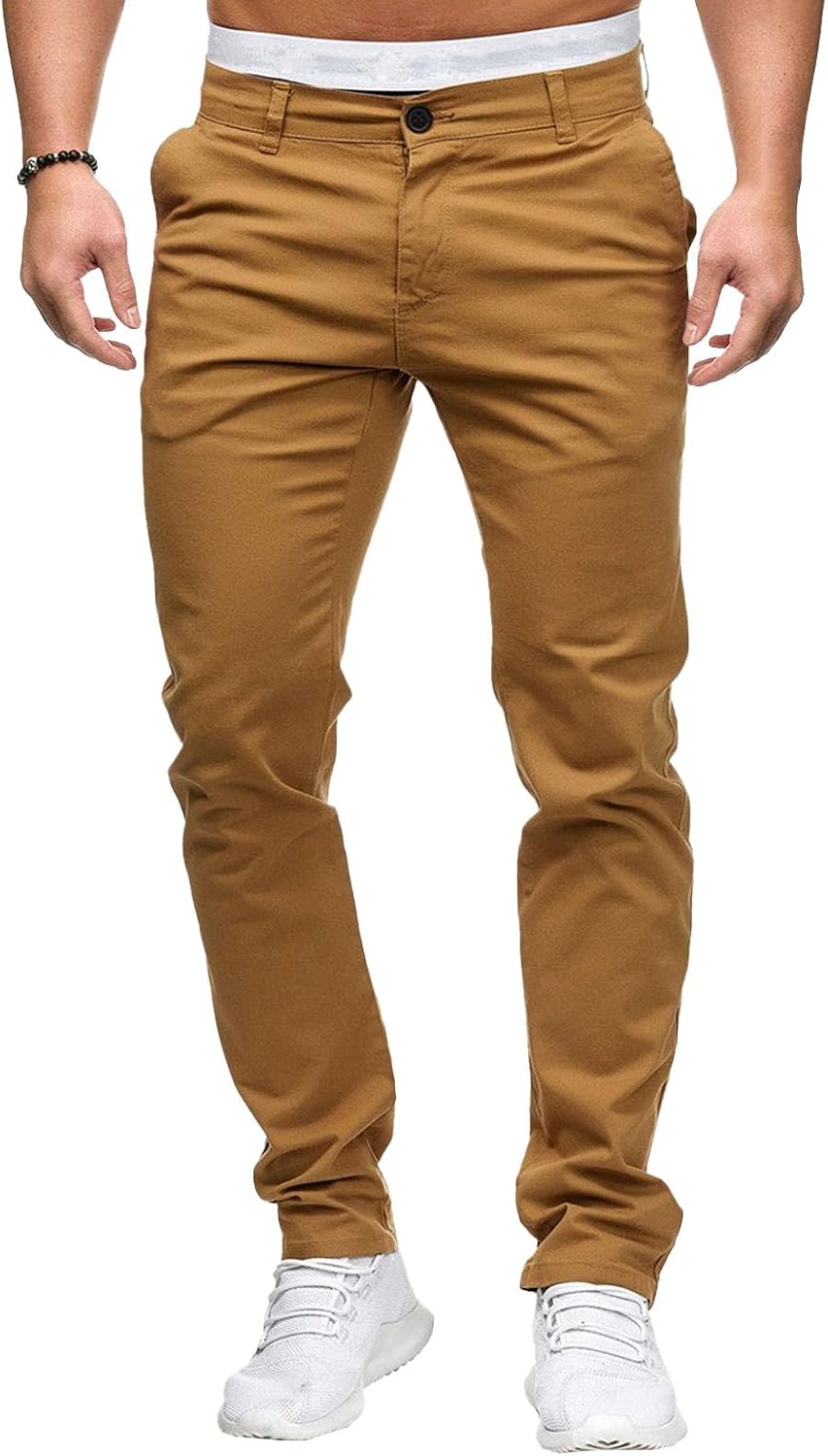 Herrbyxor med slim fit, chinos och stretch framtill, lätta affärsbyxor, vardagliga kontorsbyxor
