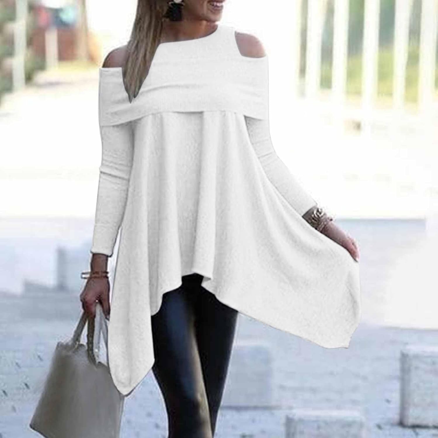 Snö långärmade skjortor dam långärmade blusar formell solid tunika toppar att bära med leggings avslappnade toppar för kvinnor trendig damer bomulls t-shirt