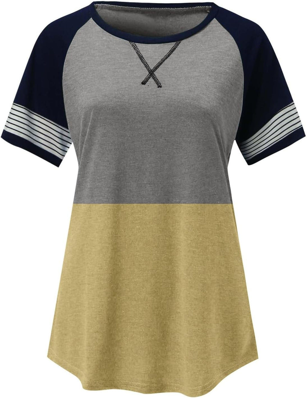 dam vardaglig tryckt rund hals kortärmad pullover t-shirt gul t-shirt dam