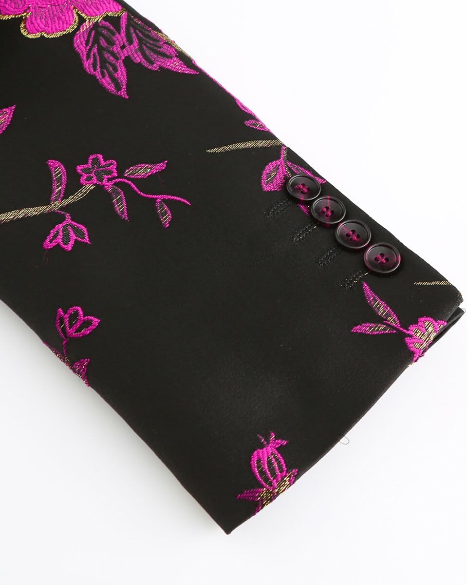 YOUTHUP Broderi blazer för män smal passform blommig kostym jacka snygg blommig smoking jackor